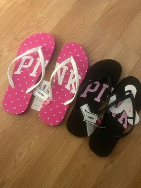 VIRAL🚨NWT VICTORIAS SECRET PINK FLIP FLOPS 2 PAIRS🚨
